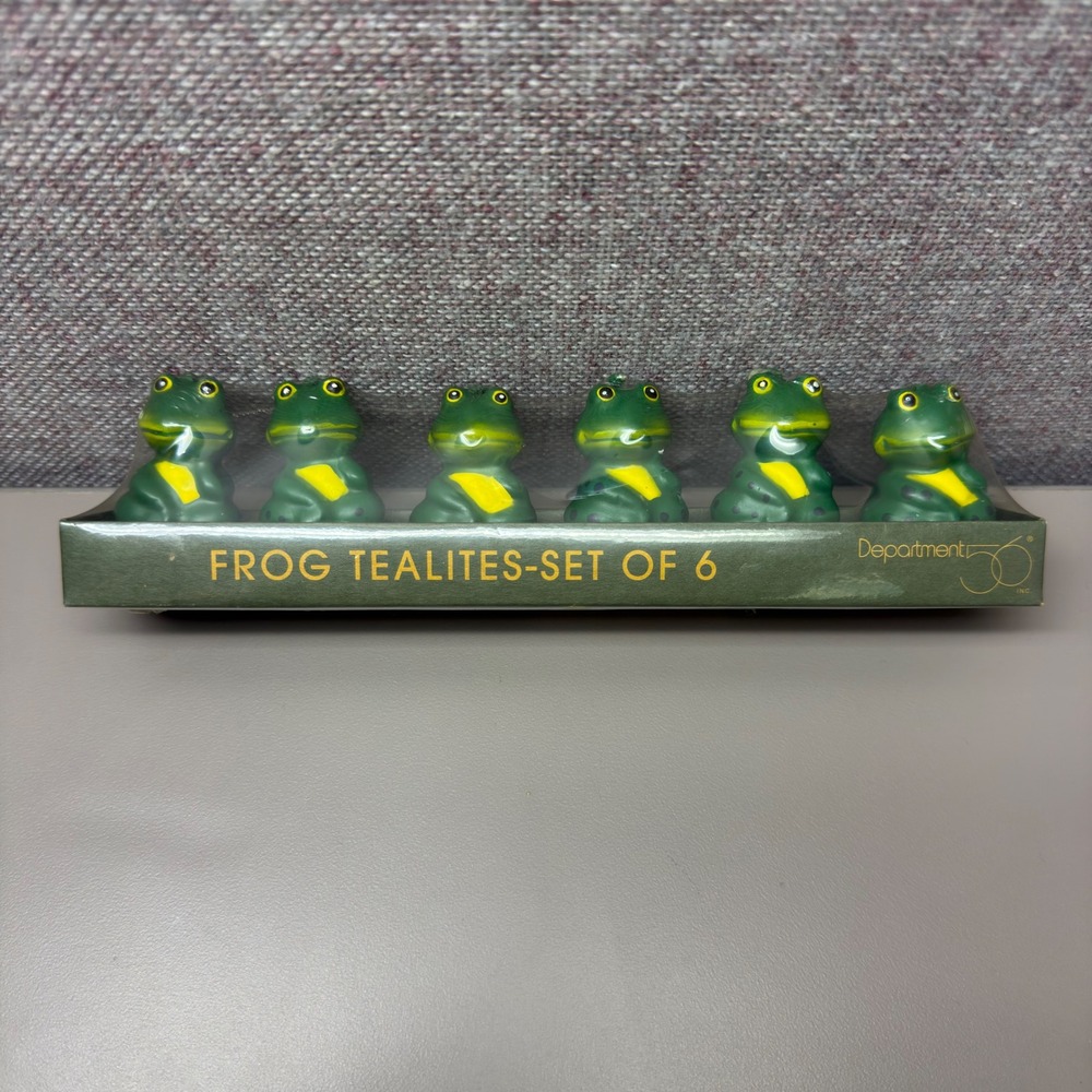 Department 56 Frog Tealites Set of‎ 6 Green Wax Candles 39573 Novelty Frogcore